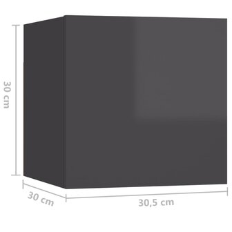 Nachtkastjes 2 st 30,5x30x30 cm spaanplaat hoogglans grijs 8720286579923 11