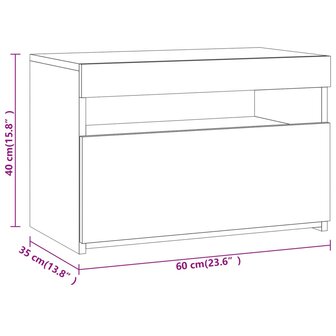 Nachtkastje met LED-verlichting 60x35x40 cm gerookt eikenkleur 8720845649746 11