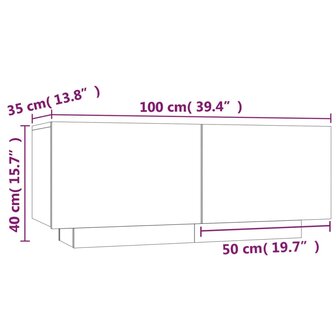 Nachtkastje 100x35x40 cm bewerkt hout grijs sonoma eikenkleurig 8720845649814 5