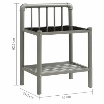 Nachtkastjes 2 st metaal en glas grijs en zwart 8720286197448 7