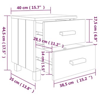 Nachtkastje HAMAR 40x35x44,5 cm massief grenenhout lichtgrijs 8720286817537 8