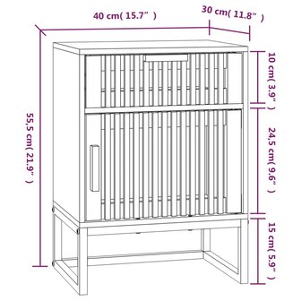 Nachtkastje 40x30x55,5 cm bewerkt hout en ijzer wit 8720845726034 8