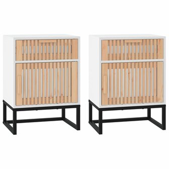 Nachtkastjes 2 st 40x30x55,5 cm bewerkt hout en ijzer wit 8720845726041 2