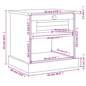 Nachtkastje VIGO 42x35x42 cm massief grenenhout wit 8720845845698 9