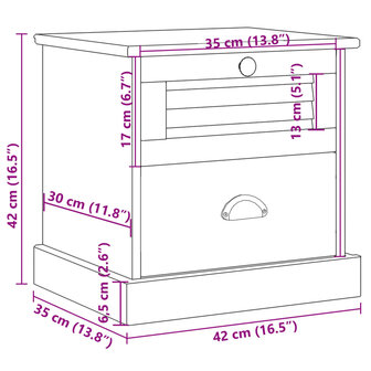 Nachtkastje VIGO 42x35x42 cm massief grenenhout grijs 8720845845735 9