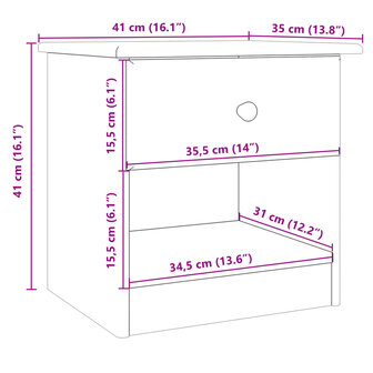 Nachtkastje ALTA 41x35x41 cm massief grenenhout wit 8720845886486 8