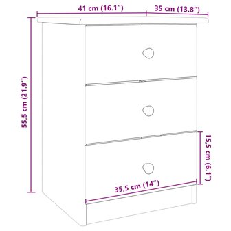 Nachtkastje ALTA 41x35x55,5 cm massief grenenhout wit 8720845886523 8