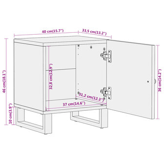 Nachtkastje massief mangohout bruin en zwart 8720845421977 12
