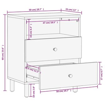 Nachtkastje 50x33x60 cm massief mangohout zwart 8720845422479 10