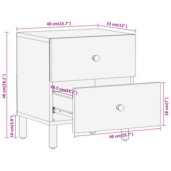 Nachtkastjes 2 st 40x33x46 cm massief acaciahout 8720845422721 12