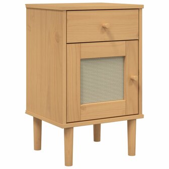 Nachtkastje SENJA rattan-look 40x35x65 cm grenenhout bruin 8721012134294 2