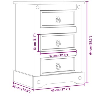 Nachtkastje Corona 45x35x64 cm massief grenenhout 8721012878969 9