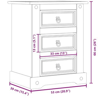 Nachtkastje Corona 53x39x66 cm massief grenenhout 8721012878990 8