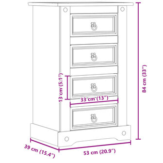 Nachtkastje Corona 53x39x84 cm massief grenenhout 8721012879003 9