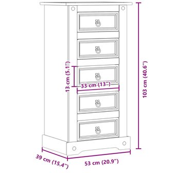 Nachtkastje Corona 53x39x103 cm massief grenenhout 8721012879010 7