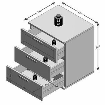 FMD Nachtkastje met 3 lades eikenkleurig 4029494118813 4