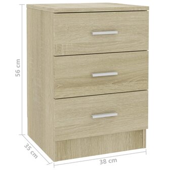 Nachtkastjes 2 st 38x35x56 cm bewerkt hout sonoma eikenkleurig 8719883738543 7