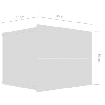 Nachtkastje 40x30x30 cm bewerkt hout wit 8719883816487 7