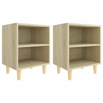 Nachtkastjes 2 st met houten poten 40x30x50 cm sonoma eiken 8720286355954 2