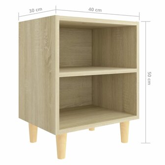 Nachtkastjes 2 st met houten poten 40x30x50 cm sonoma eiken 8720286355954 7