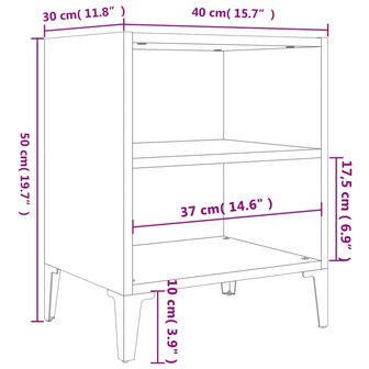 Nachtkastjes 2 st met metalen poten 40x30x50 cm zwart 8720286356098 7