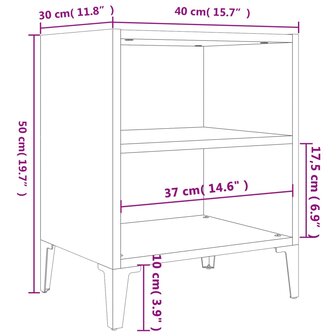 Nachtkastje met metalen poten 40x30x50 cm hoogglans wit 8720286356180 6