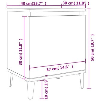 Nachtkastjes met metalen poten 40x30x50 cm zwart 8720286356456 9