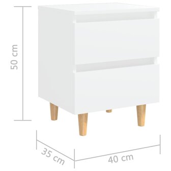 Nachtkastje met massief grenenhouten poten 40x35x50 cm wit 8720286356609 7