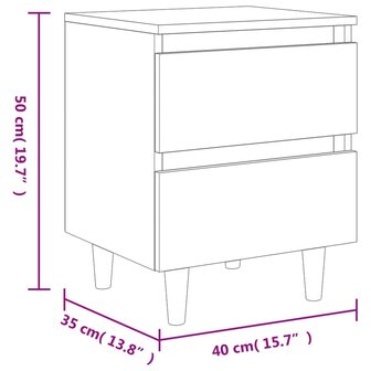 Nachtkastjes 2 st met grenenhouten poten 40x35x50 cm betongrijs 8720286356692 10