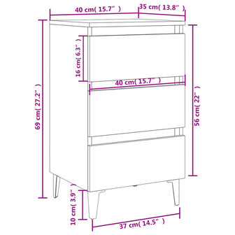 Nachtkastje met metalen poten 40x35x69 cm zwart 8720286357163 7