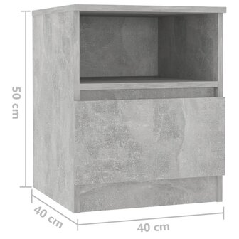 Nachtkastje 40x40x50 cm bewerkt hout betongrijs 8720286557709 7