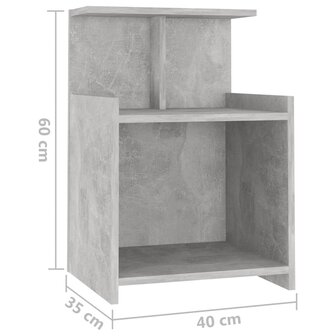 Nachtkastjes 2 st 40x35x60 cm bewerkt hout betongrijs 8720286557891 7