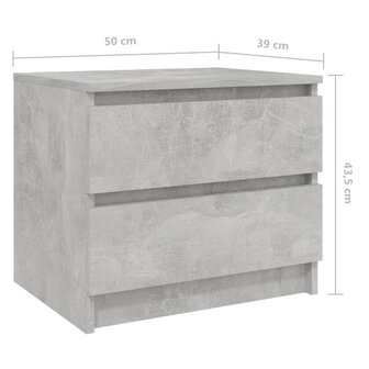 Nachtkastjes 2 st 50x39x43,5 cm bewerkt hout betongrijs 8720286558072 7