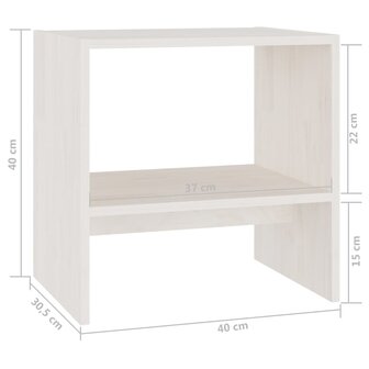 Nachtkastjes 2st 40x30,5x40 cm massief grenenhout wit 8720286607565 8