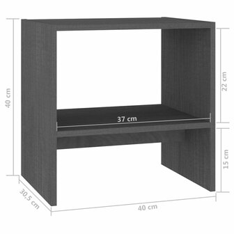 Nachtkastjes 2st 40x30,5x40 cm massief grenenhout grijs 8720286607589 8