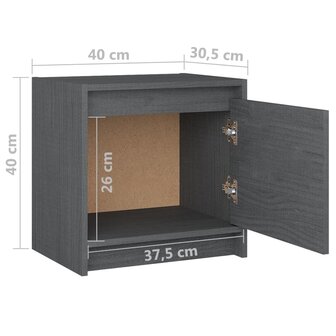 Nachtkastjes 2st 40x30,5x40 cm massief grenenhout grijs 8720286608180 10