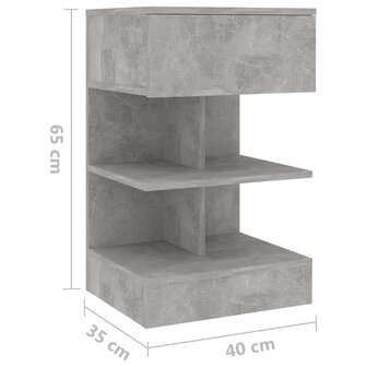 Nachtkastje 40x35x65 cm bewerkt hout betongrijs 8720286642535 7