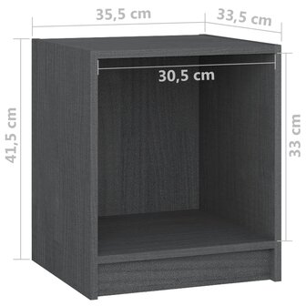 Nachtkastjes 2st 35,5x33,5x41,5 cm massief grenenhout grijs 8720286772539 9