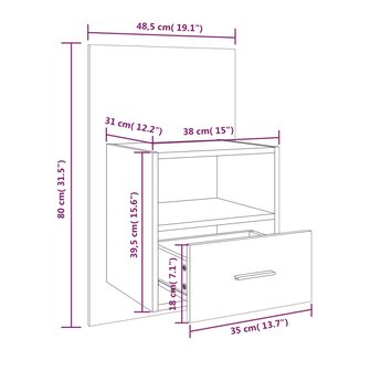 Nachtkastje wandgemonteerd betongrijs 8720286964385 8