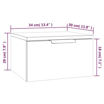 Nachtkastje wandgemonteerd 34x30x20 cm wit 8720287079378 10