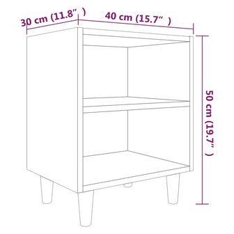 Nachtkastjes 2 st met houten poten 40x30x50 cm gerookt eiken 8720286854488 7