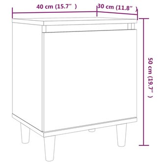 Nachtkastje met houten poten 40x30x50 cm bruin eikenkleur 8720286854631 8