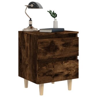 Nachtkastje met houten poten 40x35x50 cm gerookt eikenkleurig 8720286854716 4