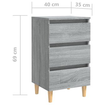 Nachtkastjes 2 st met houten poten 40x35x69 cm grijs sonoma 8720286854860 9