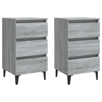 Nachtkastjes 2 st met metalen poten 40x35x69 cm grijs sonoma 8720286854921 2