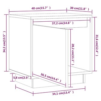 Nachtkastje 40x30x40 cm massief grenenhout wit 8720286840047 9