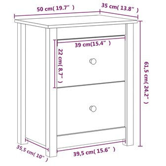 Nachtkastje 50x35x61,5 cm massief grenenhout wit 8720286921722 10