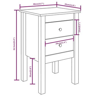 Nachtkastje 40x35x61,5 cm massief grenenhout wit 8720286921821 8