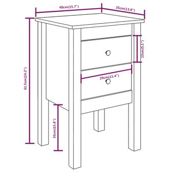 Nachtkastje 40x35x61,5 cm massief grenenhout honingbruin 8720286921869 8