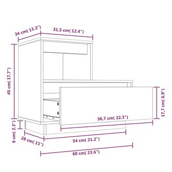 Nachtkastje 60x34x51 cm massief grenenhout 8720286923559 11